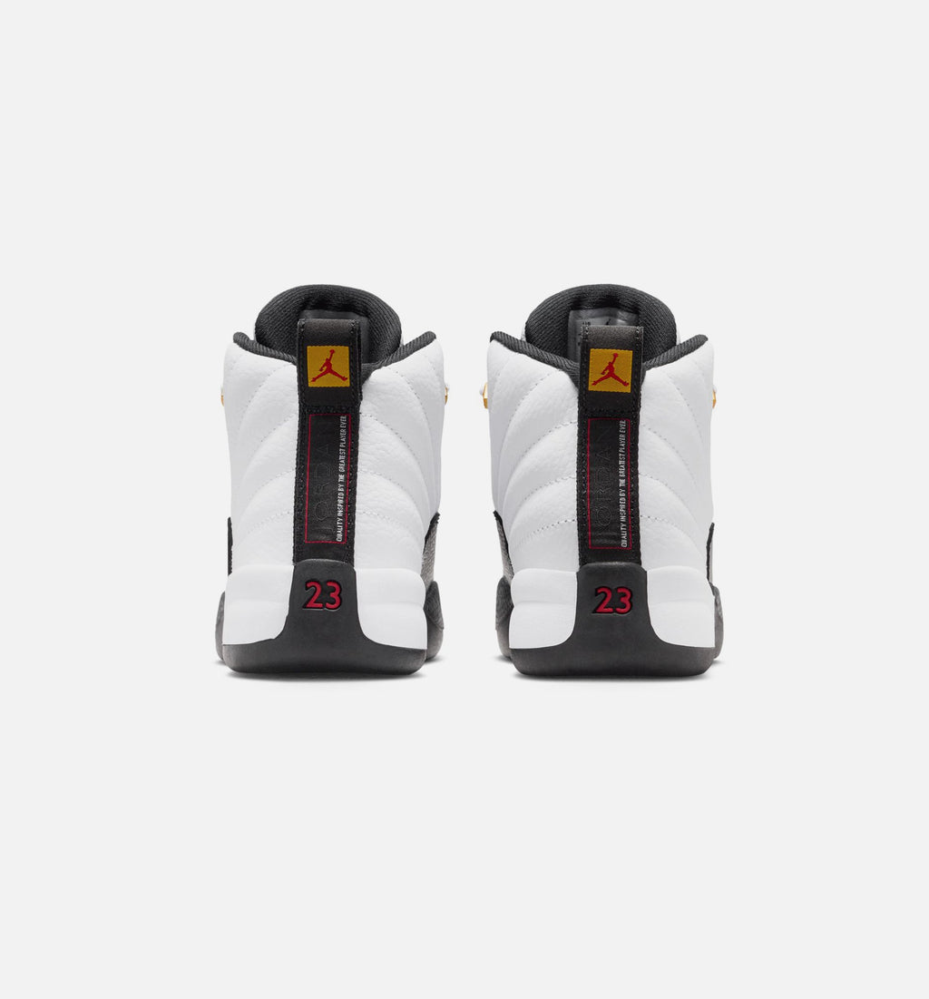 Air Jordan 12 Retro Taxi Preschool Shoes - White/Black/Yellow