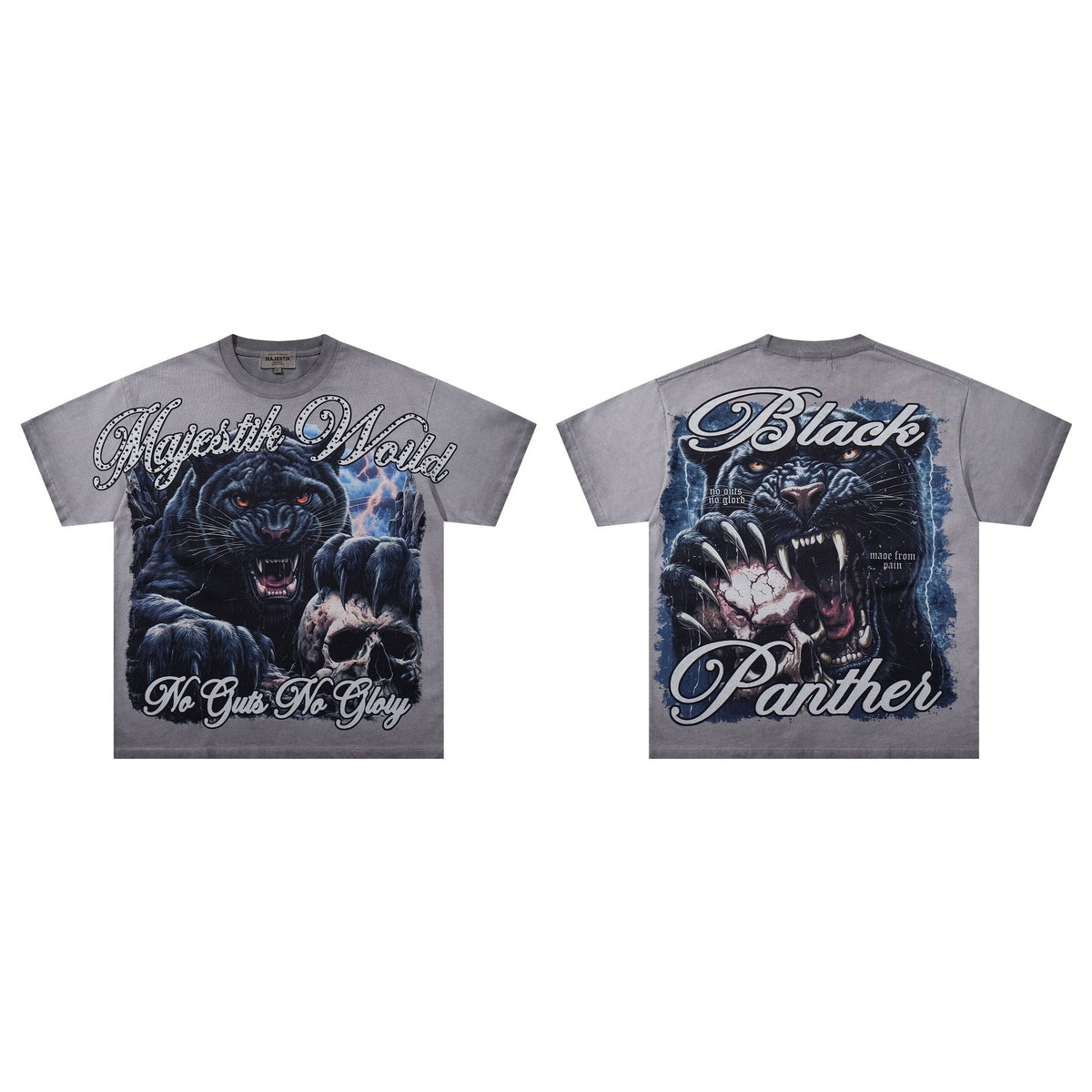 MAJESTIK Panther Skull Graphic T-Shirt