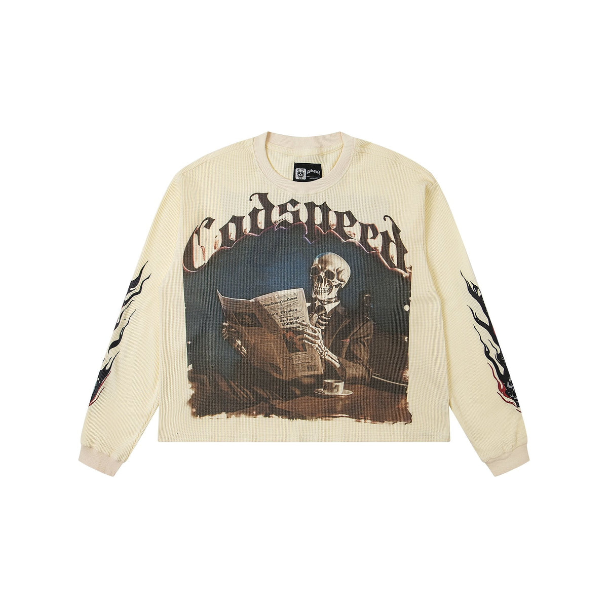 Godspeed Newspaper Skull Graphic Long-Sleeve T-Shirt