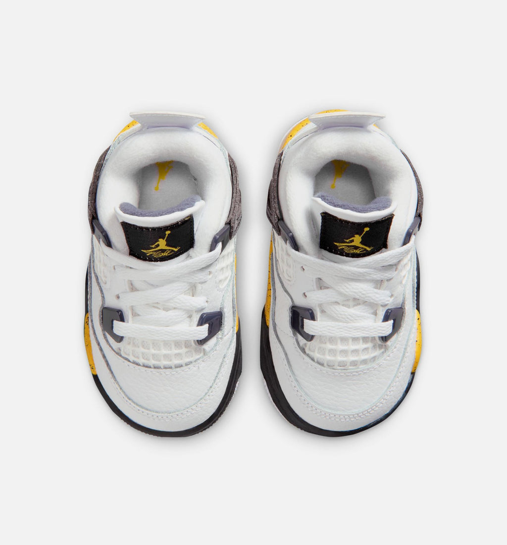 Air Jordan 4 Retro Rare Air Tour Yellow – Infant/Toddler Lifestyle Shoe in White/Dark Blue Grey/Black/Tour Yellow